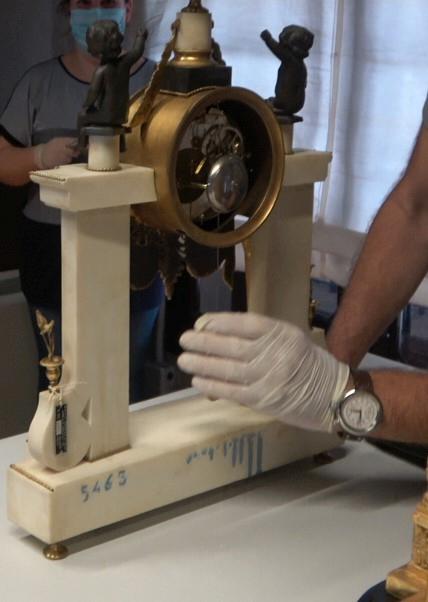 Restauro pendola in marmo e bronzo dorato inv. 890 - ripristino meccanismo