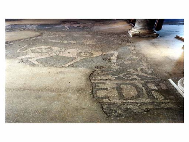 Taranto. Cattedrale, mosaico pavimentale, uno dei lembi conservati