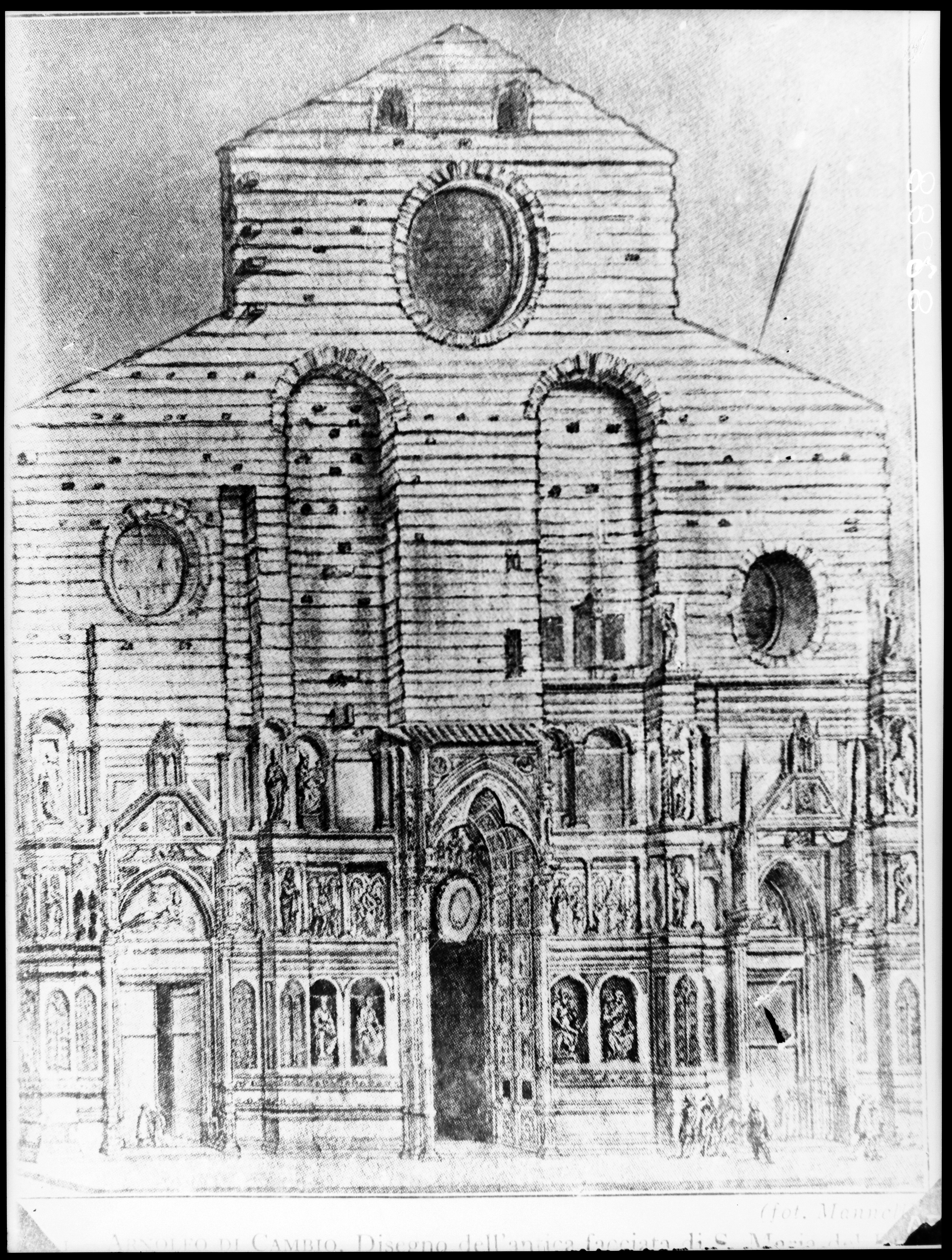 Fotografo non identificato, Museo dell'opera del duomo - disegno per la facciata di S.ta Maria del fiore (riproduzione da una stampa), gelatina ai sali d'argento, E088628